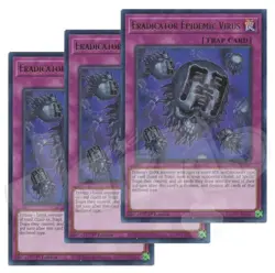 Yugioh Eradicator Epidemic Virus x 3 - 1st Edition Rare NM - Plus Free Holo Card - Image 1