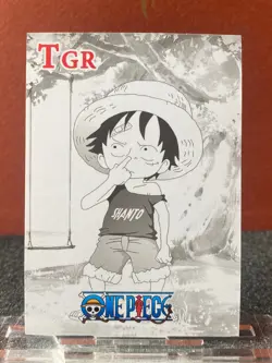 One Piece Anime Collectable Trading Card TGR Kid Luffy Black White Straw Hat - Image 1