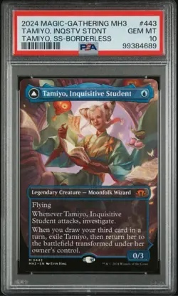 MTG Tamiyo, Inquisitive Student Borderless Modern Horizons 3 443 PSA 10 Gem Mint - Image 1