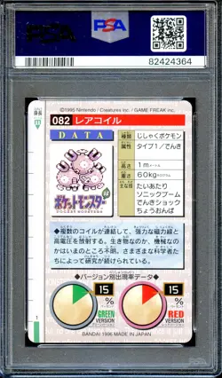 PSA 9 Magneton #82 Carddass Vending Bandai 1996 Japanese Pokemon Card Red - Image 2