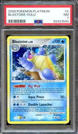 PSA 7 Blastoise Holo Platinum 2/127 Pokemon Card NEAR MINT - Image 1