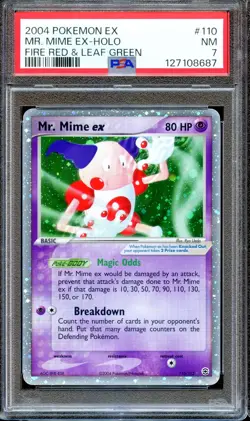 PSA 7 Mr. Mime EX 110/112 Fire Red & Leaf Green EX Pokemon Card Holo NEAR MINT - Image 1
