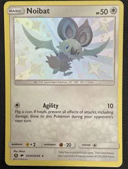 Noibat Shiny Holo Hidden Fates Pokemon Cards SV43/SV94 NM+ - Image 1