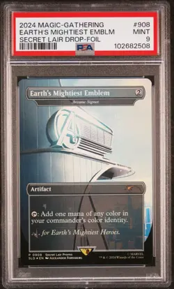 2024 MTG MARVEL SECRET LAIR EARTH'S MIGHTIEST EMBLEM FOIL PSA 9 - Image 1