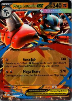 MEGA LUCARIO EX 077/132 HOLO DOUBLE RARE PRIZE PACK SERIES CARDS POKEMON NM/M - Image 1