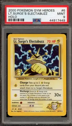 Pokemon Lt. Surge's Electabuzz Gym Heroes Unlimited Holo Rare #6 PSA 9 Mint - Image 1