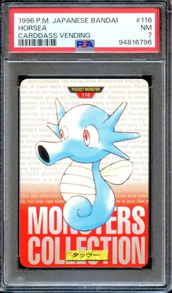 PSA 7 Horsea #116 Carddass Vending Bandai 1996 Japanese Pokemon Card Red - Image 1