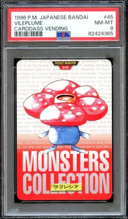 PSA 8 Vileplume #45 Carddass Vending Bandai 1996 Japanese Pokemon Card Red - Image 1