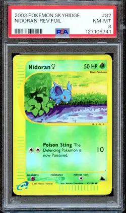 PSA 8 Nidoran 82/144 Reverse Foil Skyridge E Series 2003 Pokemon Card NEAR MINT - Image 1