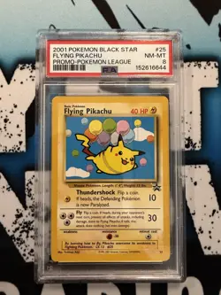 2001 WOTC POKEMON PROMO FLYING PIKACHU #25 BLACK STAR PROMO PSA 8 NM-MT - Image 1