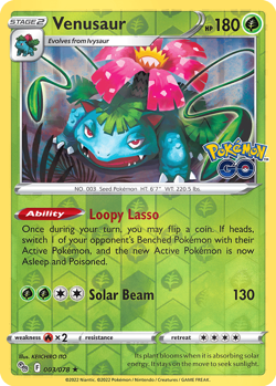 Venusaur Reverse Holo Holo Rare Pokemon GO 003/078 NM - Image 1