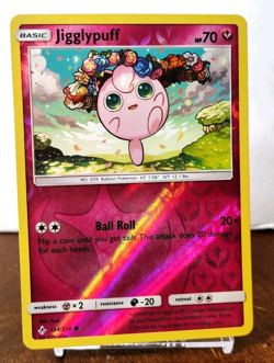 POKEMON JIGGLYPUFF 134/214 REVERSE HOLO UNBROKEN BONDS LP GREAT ART - Image 1