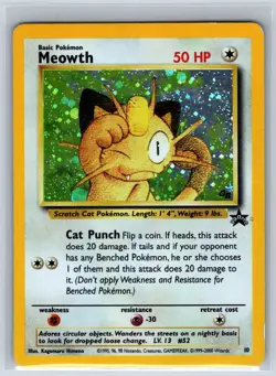 Meowth 10 Promo Wizards Black Star Promos Pokemon Holo Heavily Played - Image 1
