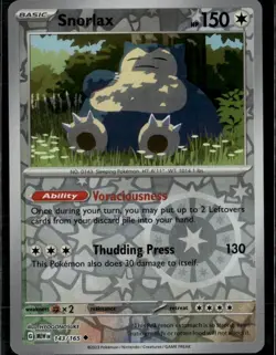 Snorlax Uncommon SV: Scarlet & Violet 151 143/165 Colorless Reverse Holo Pokemon - Image 1