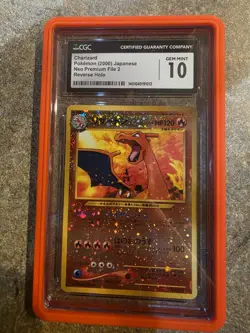 Pokemon CGC 10 GEM MINT Charizard Reverse Holo 2000 #006 Neo Premium File 2 JPN - Image 1