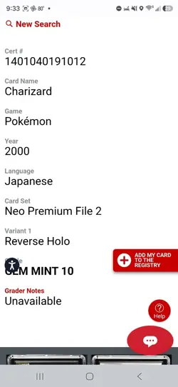 Pokemon CGC 10 GEM MINT Charizard Reverse Holo 2000 #006 Neo Premium File 2 JPN - Image 4
