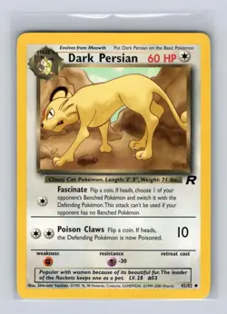 Dark Persian 42/82 Uncommon Team Rocket Unlimited Pokemon MODERATELY PLAYED - Image 1