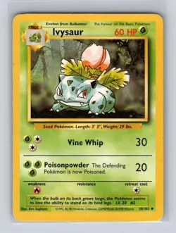 Ivysaur 30/102 Uncommon Base Set Unlimited Pokemon MODERATELY PLAYED - Image 1