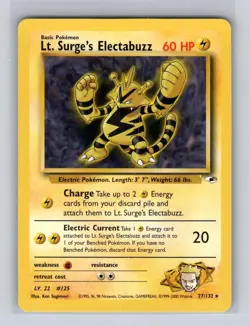 Lt. Surge's Electabuzz 27/132 Rare Gym Heroes Unlimited Pokemon MP - Image 1