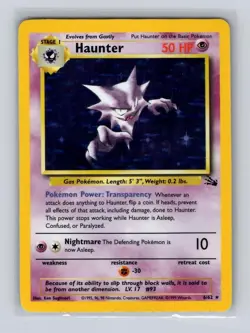 Haunter 6/62 Rare Fossil Unlimited Holo Pokemon MODERATELY PLAYED - Image 1