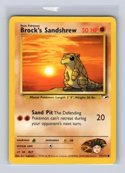 Brock's Sandshrew 72/132 Common Gym Heroes Unlimited Pokemon MODERATELY PLAYED - Image 1