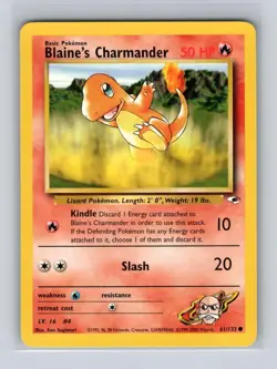 Blaine's Charmander 61/132 Common Gym Heroes Unlimited Pokemon MODERATELY PLAYED - Image 1