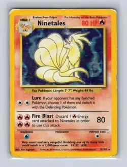 Ninetales 12/102 Holo Rare Base Set Unlimited Pokemon DAMAGED - Image 1