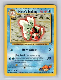 Misty's Seaking 55/132 Uncommon Gym Heroes Unlimited Pokemon MODERATELY PLAYED - Image 1
