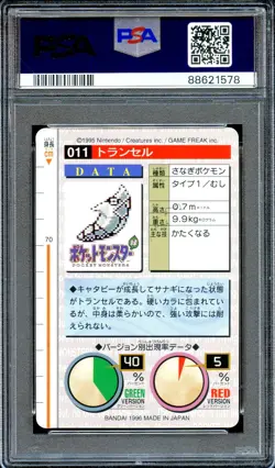 PSA 7 Metapod #11 Carddass Vending Bandai 1996 Japanese Pokemon Card Red - Image 2