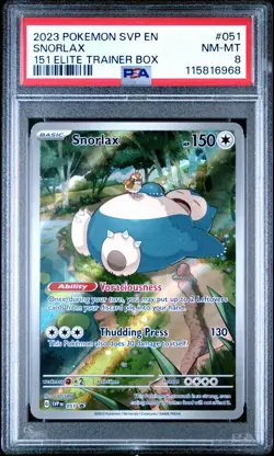 PSA 8 - 2023 Pokemon TCG SVP EN-Scarlet & Violet 151 ETB Snorlax #051 Black Star - Image 1