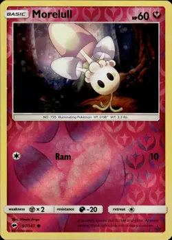 Pokemon TCG Reverse Holo Card Morelull SM - Burning Shadows 97/147 - Image 1