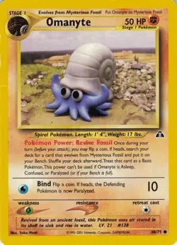 Omanyte 60/75 Common Neo Discovery Pokemon Unlimited Moderately Played - Image 1