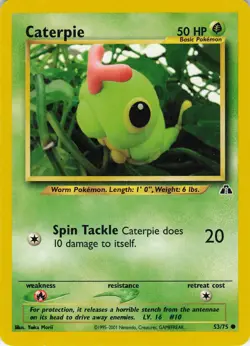 Caterpie 53/75 Common Neo Discovery Pokemon Unlimited Moderately Played - Image 1