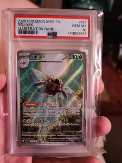 2025 Pokemon Mega Evolutions Ninjask Illustration Rare #137 PSA 10 GEM MINT - Image 1