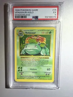 Pokemon Venusaur Holo Rare PSA 5 Shadowless Unlimited Base Set 15/10 SUPER CLEAN - Image 1