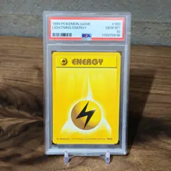 1999 POKEMON GAME #100 LIGHTNING ENERGY PSA 10 GEM MINT BASE SET UNLIMITED - Image 1