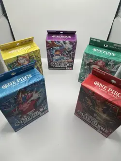 one piece 5 starter deck jap, black purple luffy, shanks, st23,24,25,26,28 - Image 1