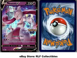 2022 Pokemon, Sword & Shield Promos, #SWSH223 Mewtwo V, Holo Black Star Promo - Image 1
