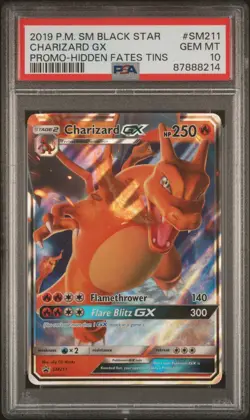 Pokemon TCG Charizard GX SM211 Hidden Fates Black Star Promo PSA 10 Gem Mint - Image 1