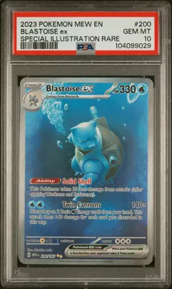 2023 POKEMON MEW EN-151 SPECIAL ILLUSTRATION RARE #200 BLASTOISE EX PSA 10 - Image 1