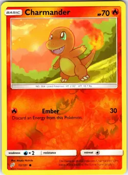 Charmander 12/181 Common Team Up Pokemon Reverse Holo Near Mint - Image 1