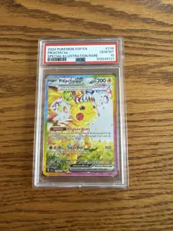 2024 POKEMON SSP EN-SURGING SPARKS SPECIAL ILLUSTRATION RARE PIKACHU EX PSA 10 - Image 1