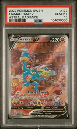 2022 POKEMON SWORD & SHIELD ASTRAL RADIANCE #172 FULL ART/MACHAMP V PSA 10 - Image 1