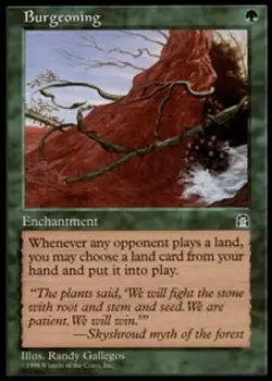 Heavy Play, English MTG Regular Burgeoning Stronghold Magic the Gathering - Image 1