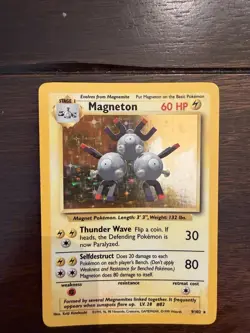Pokemon TCG Magneton Base Set Holo Unlimited Rare Card 9/102 - Image 1