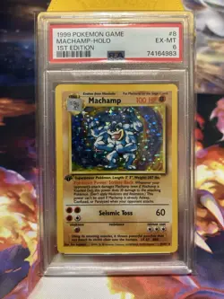 1999 POKEMON BASE SET 1ST EDITION #8 MACHAMP-HOLO PSA 6 - Image 1