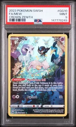 PSA 9 Pokemon TCG 2023 Pokemon Sword And Shield Crown Zenith #GG10 Fa/Mew MINT - Image 1