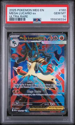 2025 POKEMON MEG EN-MEGA EVOLUTION ULTRA RARE #160 MEGA LUCARIO EX PSA 10 - Image 1