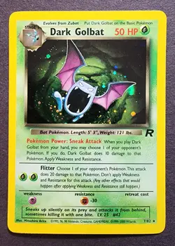2000 Pokemon Dark Golbat Holo 7/82 Team Rocket LP (010) - Image 1