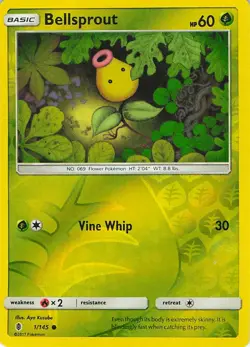 Bellsprout 1/145 Common Guardians Rising Pokemon Reverse Holo Near Mint - Image 1